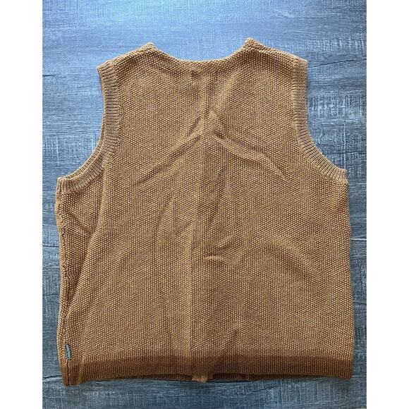 WOOLRICH Women’s Ochre Knit Vest Cardigan Brown Copper Cabin Core 100% Wool XL - Picture 2 of 9